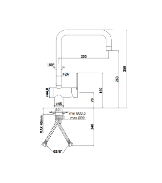 MISCELATORE MONOCOMANDO PER LAVELLO CON CANNA ORIENTABILE PAFFONI SERIE RINGO RIN980NO