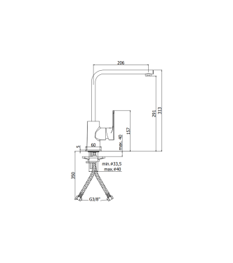 MISCELATORE MONOCOMANDO PER LAVELLO CON CANNA ORIENTABILE PAFFONI SERIE SLY SY180CR