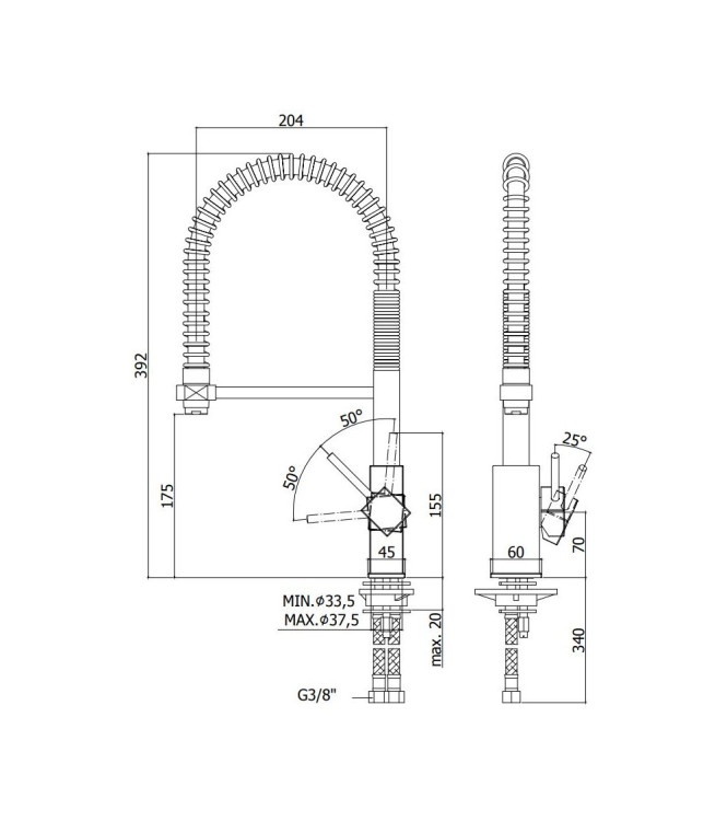 MISCELATORE MONOCOMANDO PER LAVELLO CON CANNA ORIENTABILE STEEL LOOKING PAFFONI SERIE LEVEL LEA176ST