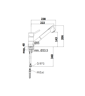 MISCELATORE MONOCOMANDO PER LAVELLO CON DOCCETTA ESTRAIBILE PAFFONI SERIE BIRILLO BI183CR