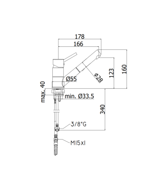 MISCELATORE MONOCOMANDO PER LAVELLO CON DOCCETTA ESTRAIBILE PAFFONI SERIE BIRILLO BI183CR-RED
