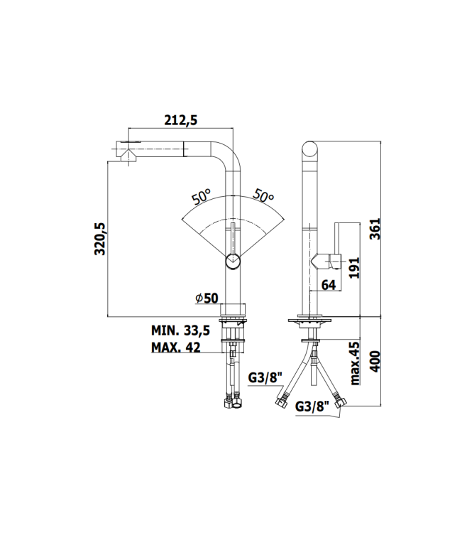 MISCELATORE MONOCOMANDO PER LAVELLO CON DOCCETTA ESTRAIBILE PAFFONI SERIE CHEF CH985CR