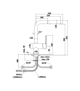MISCELATORE MONOCOMANDO PER LAVELLO CON DOCCETTA ESTRAIBILE PAFFONI SERIE RINGO RIN285CR