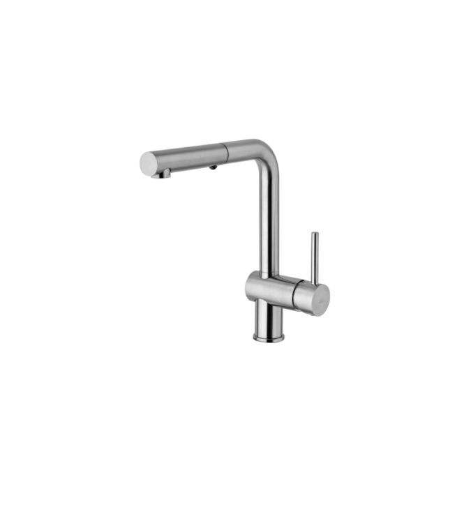 MISCELATORE MONOCOMANDO PER LAVELLO CON DOCCINO ESTRAIBILE PAFFONI SERIE LIGHT LIG285ST-MET