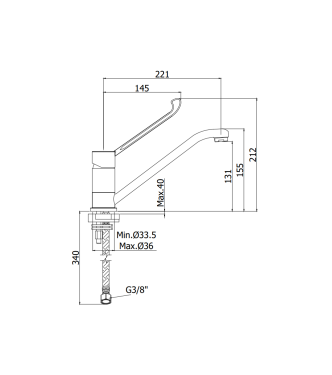 MISCELATORE MONOCOMANDO PER LAVELLO CON LEVA CLINICA PAFFONI SERIE CANDY CA303CR
