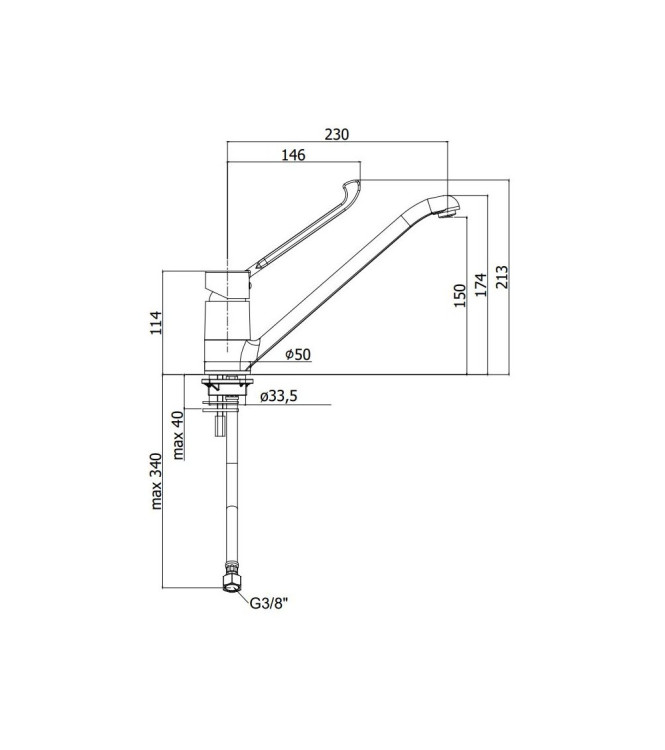 MISCELATORE MONOCOMANDO PER LAVELLO CON LEVA CLINICA PAFFONI SERIE GREEN GR303CR