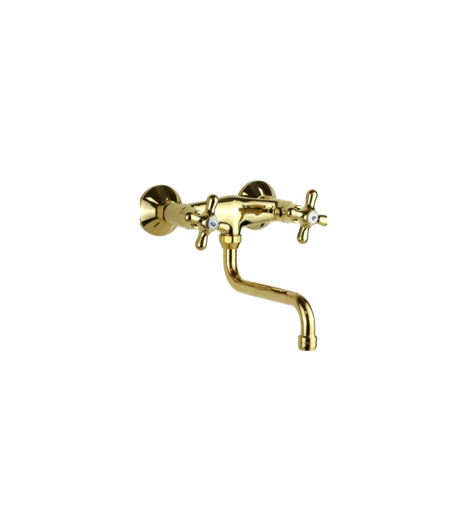 GRUPPO LAVELLO A MURO CON CANNA ORIENTABILE GOLD FINISH PAFFONI SERIE IRIS IRV161GF