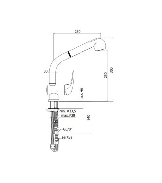 MISCELATORE MONOCOMANDO PER LAVELLO CUCINA CON DOCCINO ESTRAIBILE PAFFONI SERIE DUEMILA DU185CR