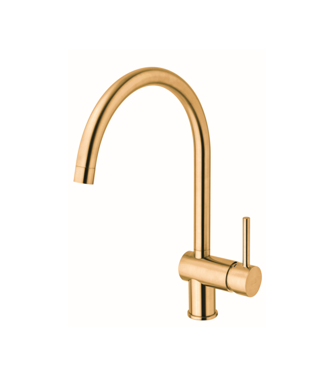 MISCELATORE MONOCOMANDO PER LAVELLO HONEY GOLD SPAZZOLATO CON CANNA ORIENTABILE PAFFONI SERIE LIGHT LIG280HGSP