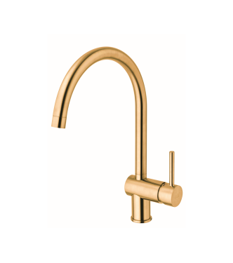 MISCELATORE MONOCOMANDO PER LAVELLO HONEY GOLD SPAZZOLATO CON CANNA ORIENTABILE PAFFONI SERIE LIGHT LIG280HGSP