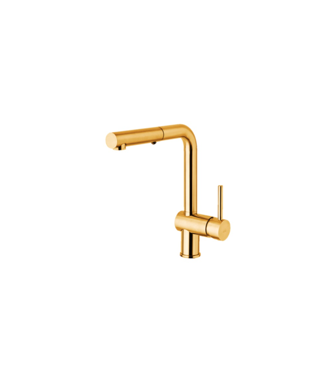 MISCELATORE MONOCOMANDO PER LAVELLO HONEY GOLD SPAZZOLATO CON DOCCINO ESTRAIBILE PAFFONI SERIE LIGHT LIG285HGSP-MET