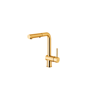 MISCELATORE MONOCOMANDO PER LAVELLO HONEY GOLD SPAZZOLATO CON DOCCINO ESTRAIBILE PAFFONI SERIE LIGHT LIG285HGSP-MET