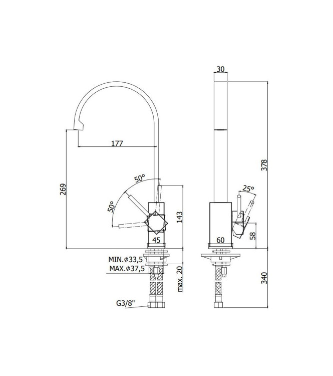 MISCELATORE MONOCOMANDO PER LAVELLO STEEL LOOKING PAFFONI SERIE LEVEL LEA880ST