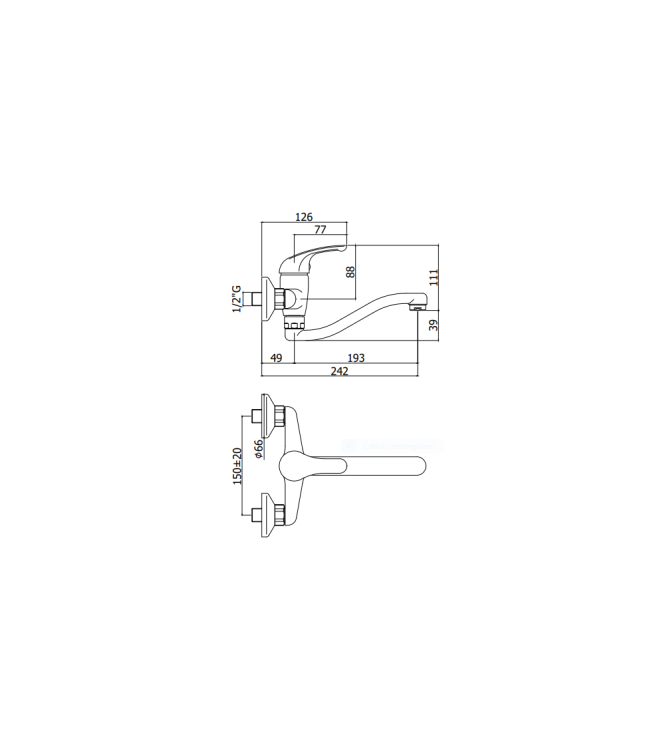 MISCELATORE PER LAVELLO A PARETE CON LEVA CLINICA PAFFONI SERIE GREEN GR302CR