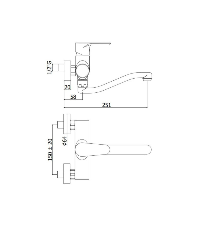 MISCELATORE PER LAVELLO A PARETE PAFFONI SERIE GREEN GR161CR