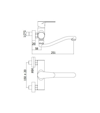 MISCELATORE PER LAVELLO A PARETE PAFFONI SERIE GREEN GR161CR