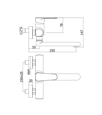 MISCELATORE PER LAVELLO A PARETE PAFFONI SERIE SLY SY161CR
