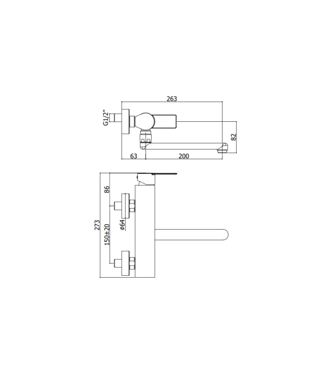 MISCELATORE PER LAVELLO A PARETE PAFFONI SERIE TILT TI161CR