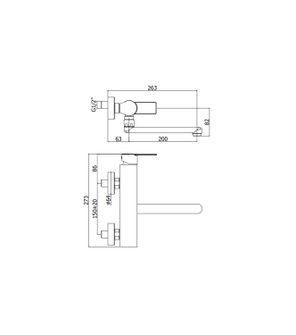MISCELATORE PER LAVELLO A PARETE PAFFONI SERIE TILT TI161CR