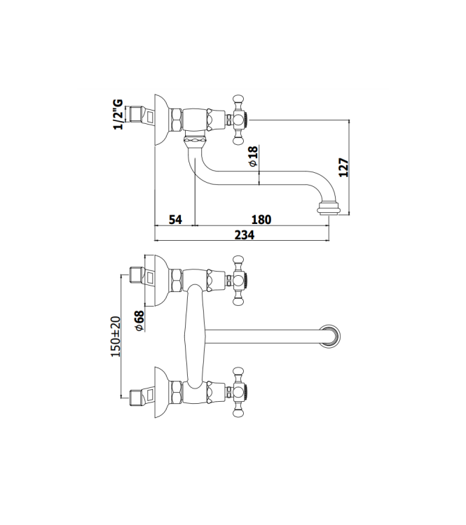 GRUPPO LAVELLO A MURO CON CANNA ORIENTABILE PAFFONI SERIE BELINDA-MELISSA FBLV161CR