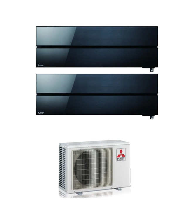 CONDIZIONATORE MITSUBISHI KIRIGAMINE STYLE WI-FI MSZ-LN R-32 NERO DUAL SPLIT 9000+12000 BTU A+++ MXZ-2F53VF4