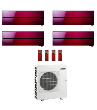 CONDIZIONATORE MITSUBISHI QUADRI SPLIT KIRIGAMINE STYLE ROSSO 9000+9000+9000+18000 BTU WIFI INVERTER MXZ-4F72VF4 A++