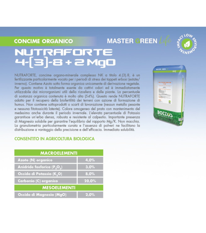 CONCIME PER PRATI BOTTOS  NUTRAFORTE LIFE 20 KG -